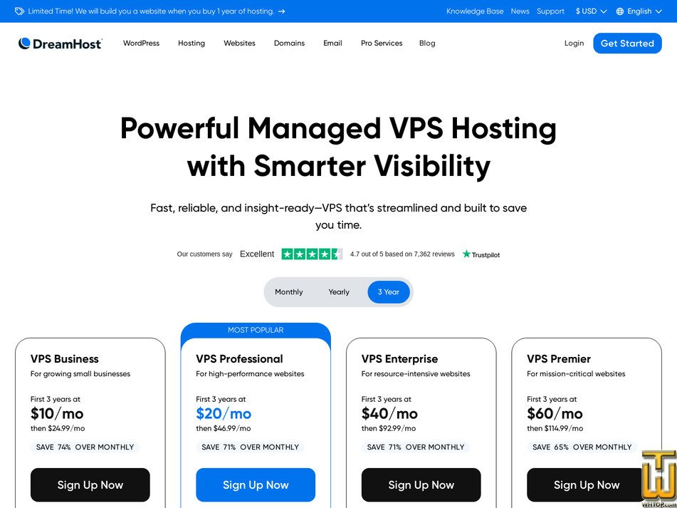 screenshot of VPS Business from dreamhost.com