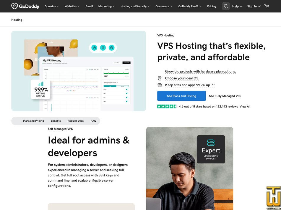 screenshot of 1 vCPU / 2GB RAM from godaddy.com