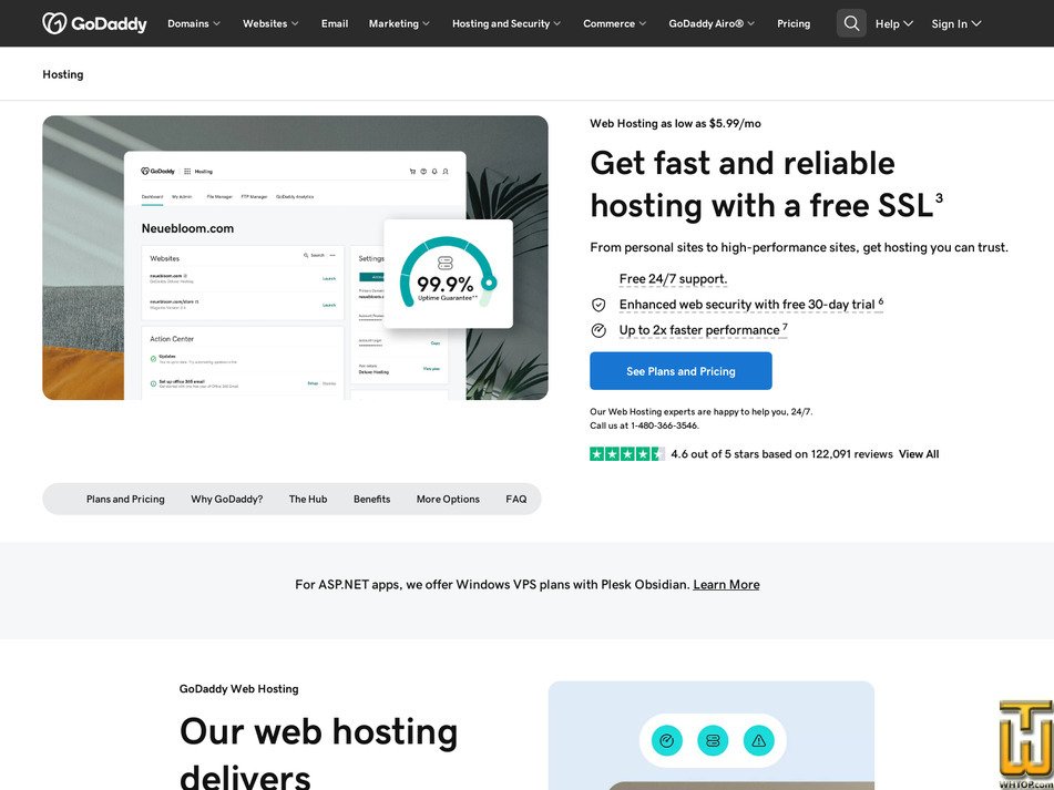 screenshot of Web Hosting Plus Grow from godaddy.com