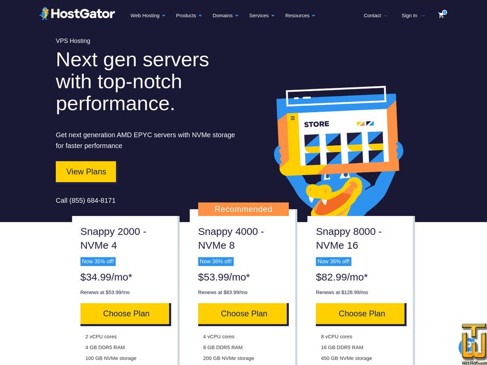 screenshot of Snappy 2000 - NVMe 4 from hostgator.com
