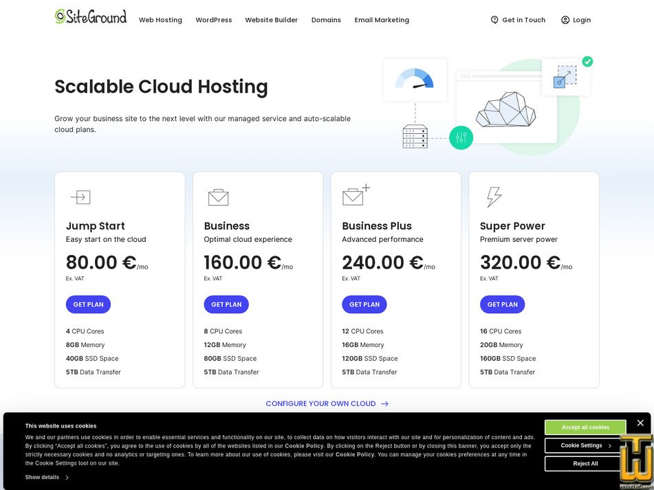 screenshot of Business from siteground.com