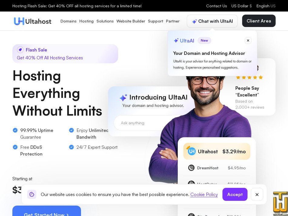 ultahost.com screenshot